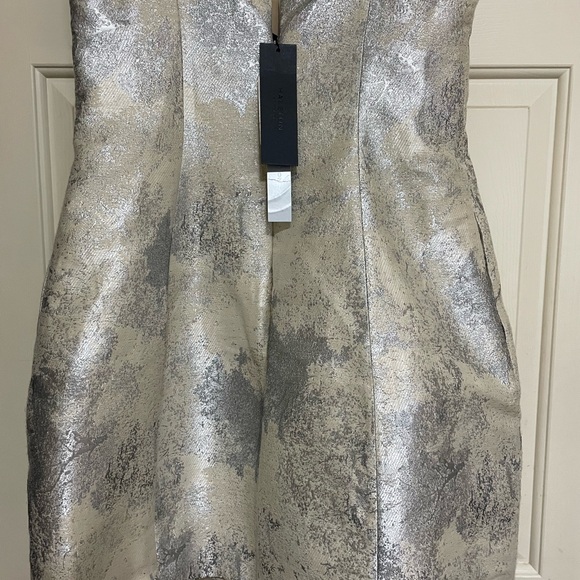 Halston Heritage Silver Strapless Sheath Dress - Picture 6 of 8